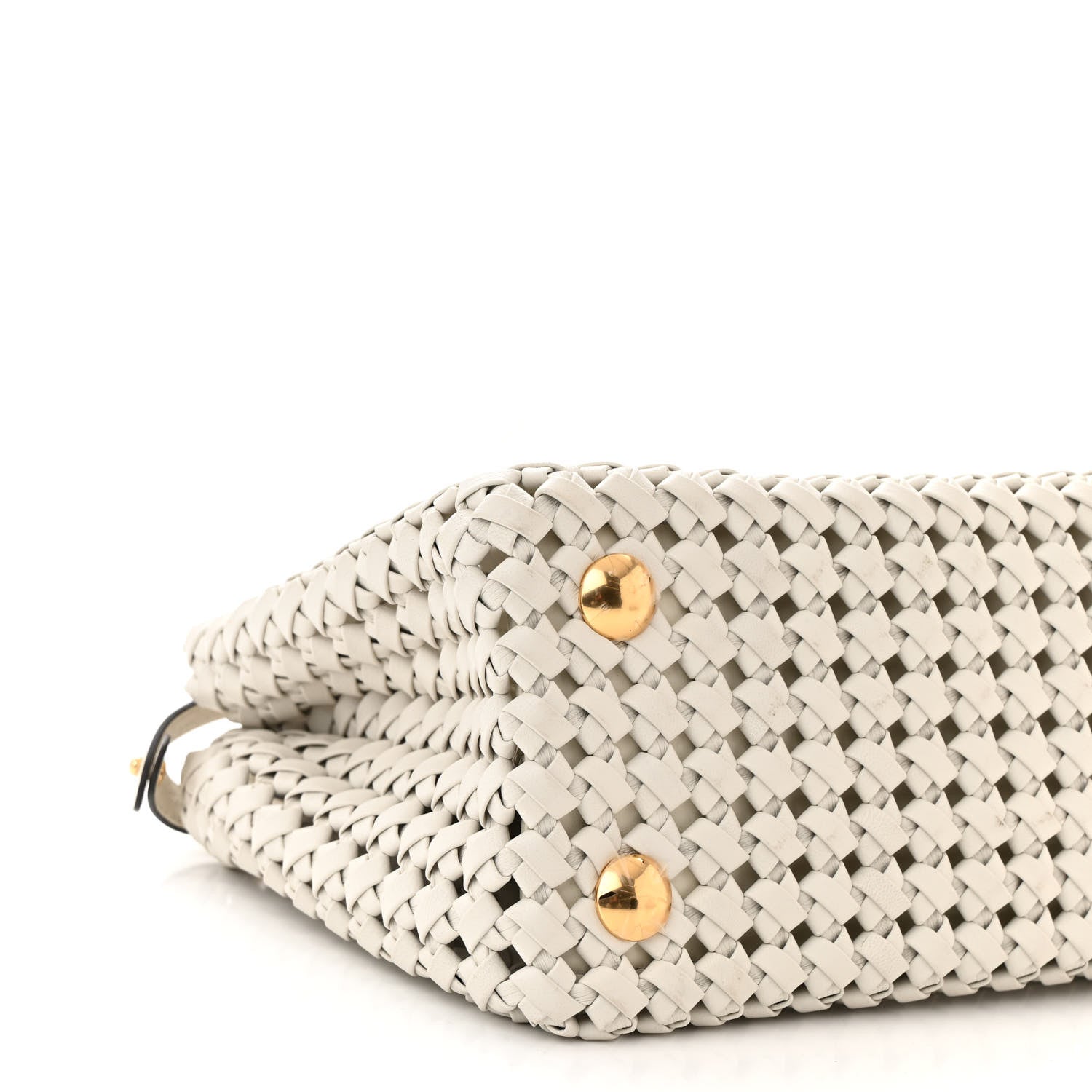 Fendi Nappa Intreccio Stacked Bar Mini Peekaboo Iconic Satchel White 9 of 11