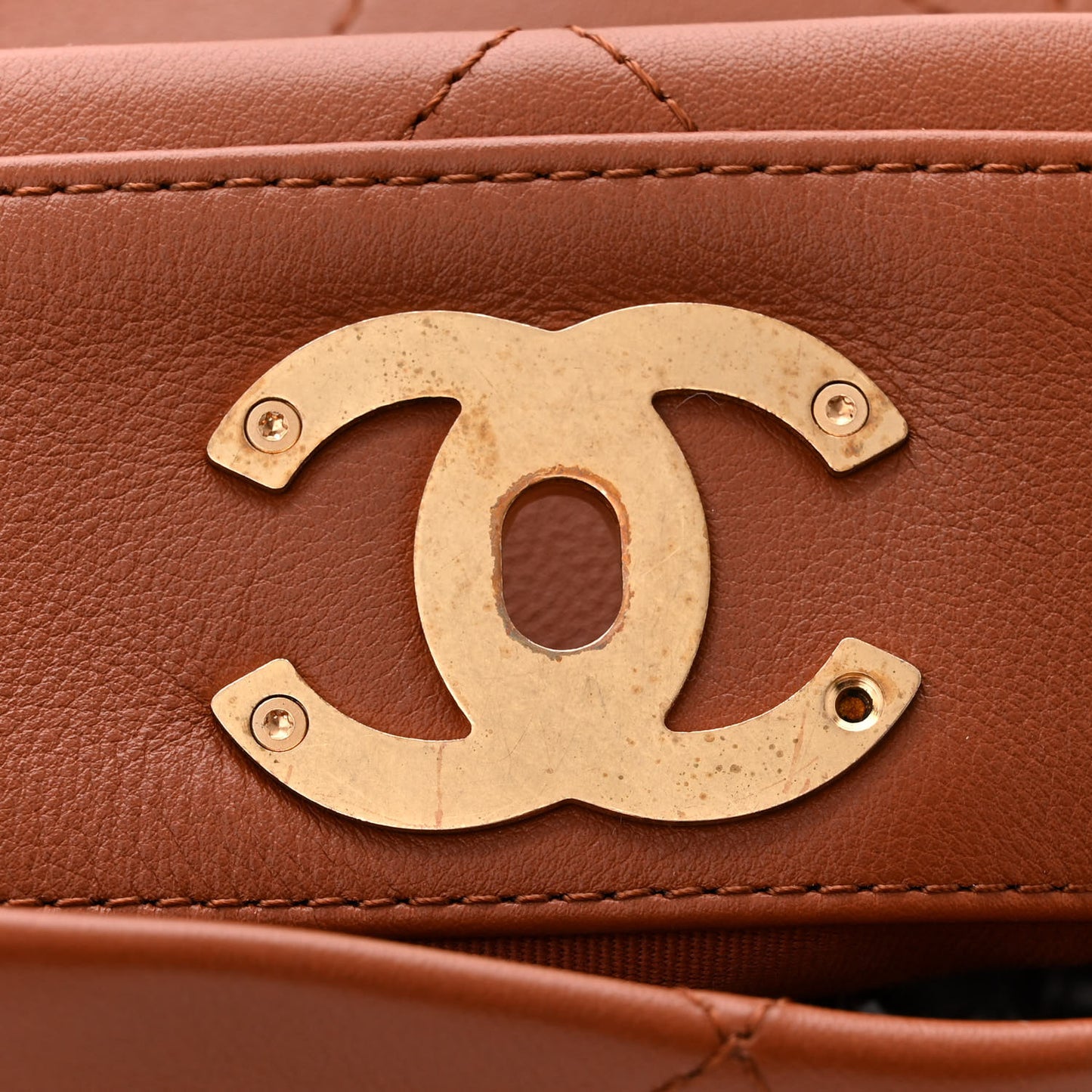 Calfskin Quilted Braided Handle Chain Hobo Brown