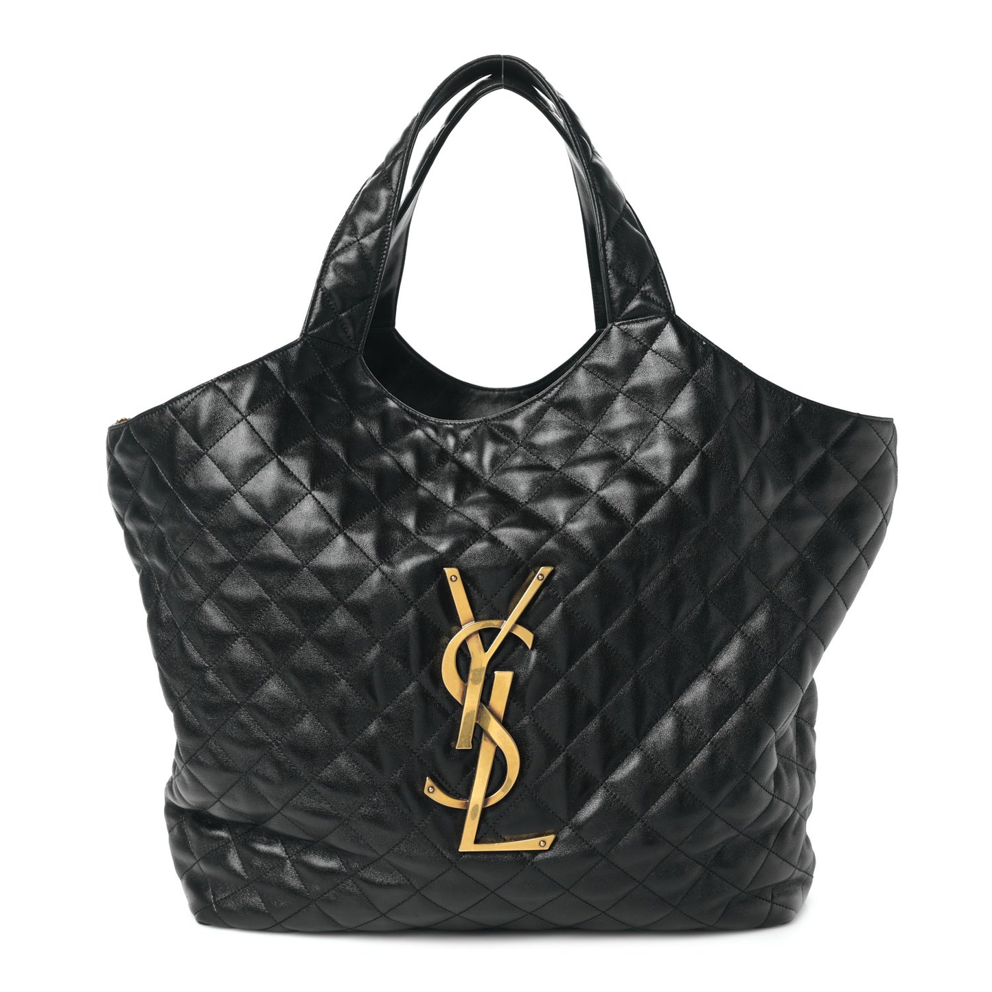 Lambskin Quilted Maxi Icare Shopping Tote Black