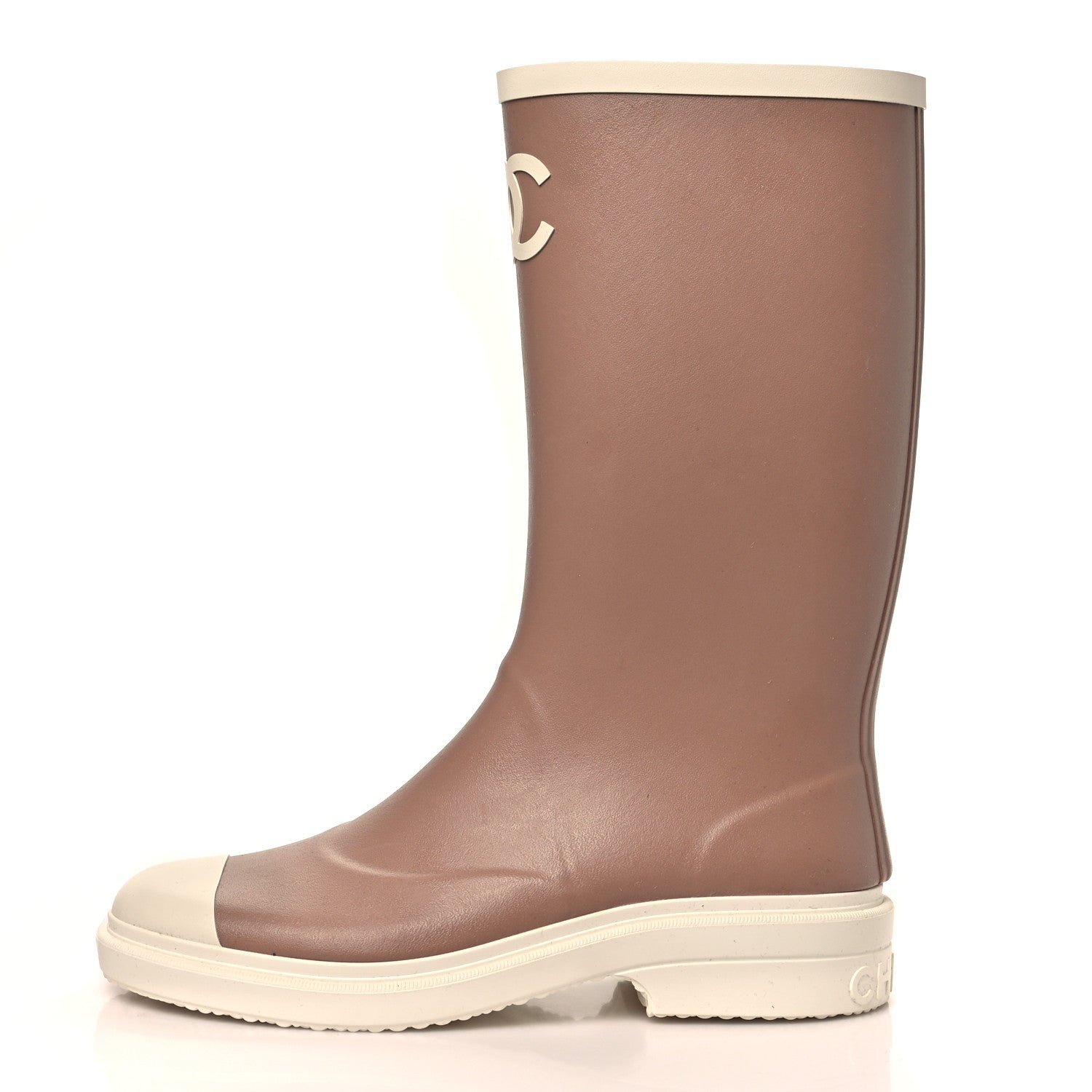 Chanel Caoutchouk CC High Boots 40 Beige White 1916140 – FASHIONPHILE