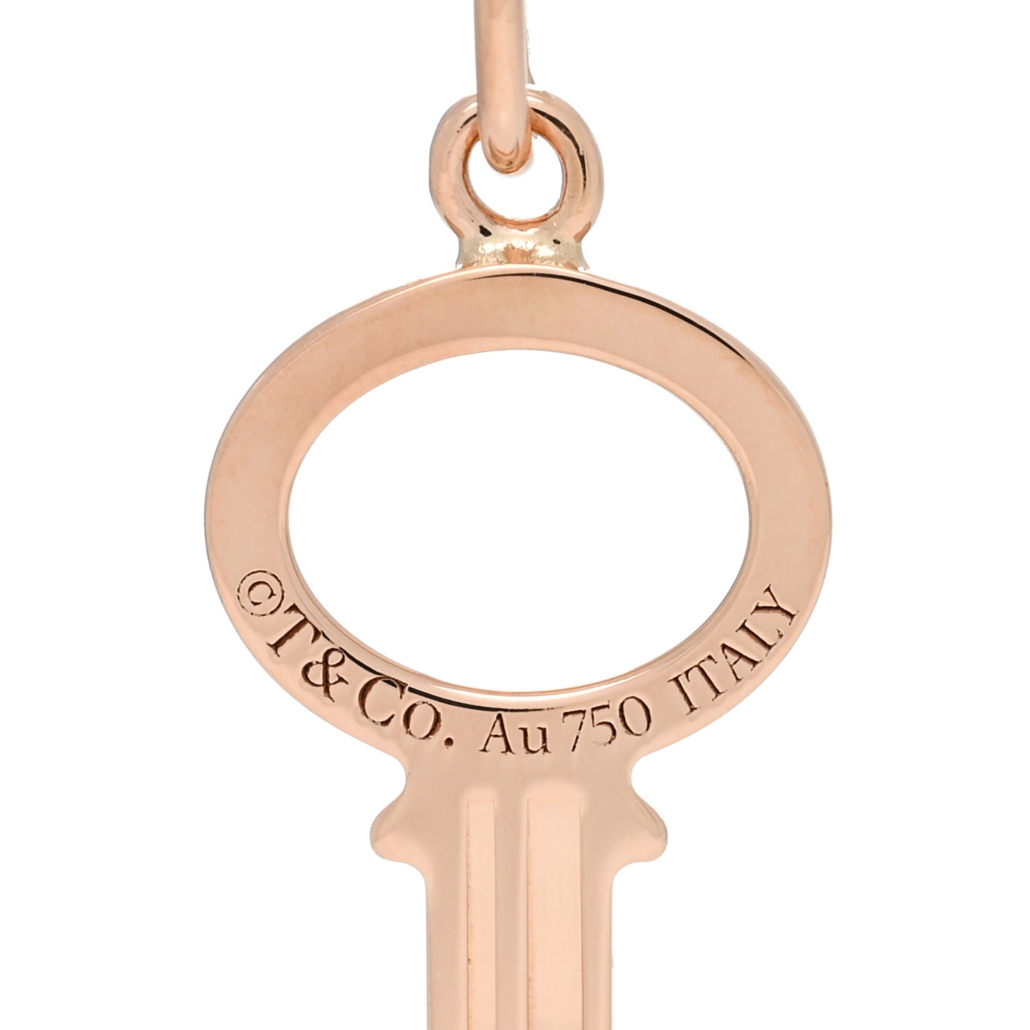 18K Rose Gold Diamond Modern Keys Open Oval Key Pendant