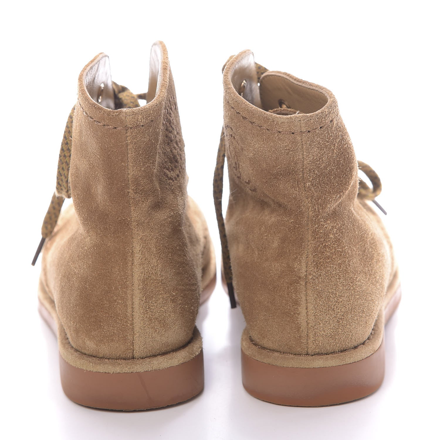 Chanel Suede Calfskin Womens Lace Up Short Boots 37 Dark Beige 7 of 12