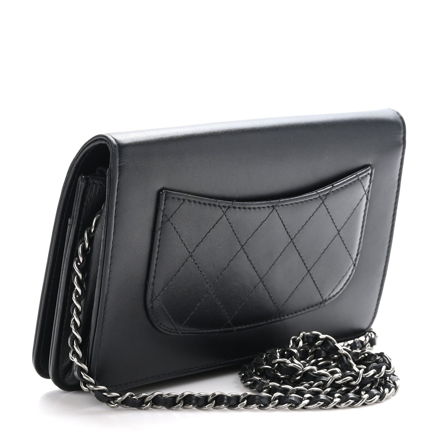 Calfskin Chain 20s Signe Wallet on Chain WOC Black