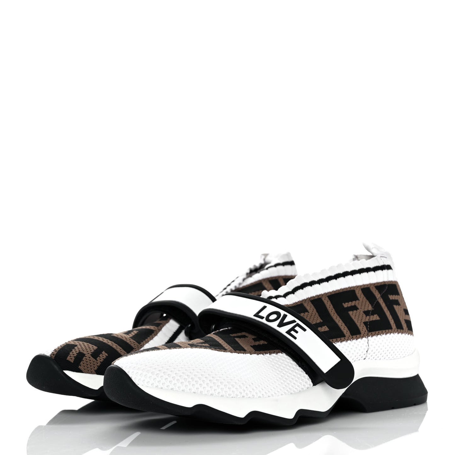 Stretch Yarn FF Stiff Band Rockoko Sneakers 36 White Black Tobacco