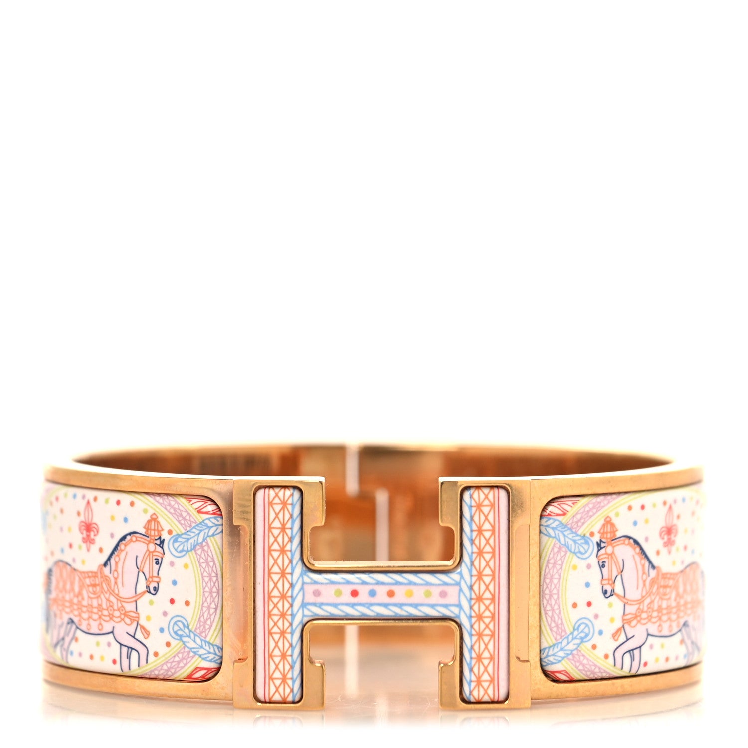 Hermes Enamel Printed Wide Grand Apparat Remix Multico Clic Clac H