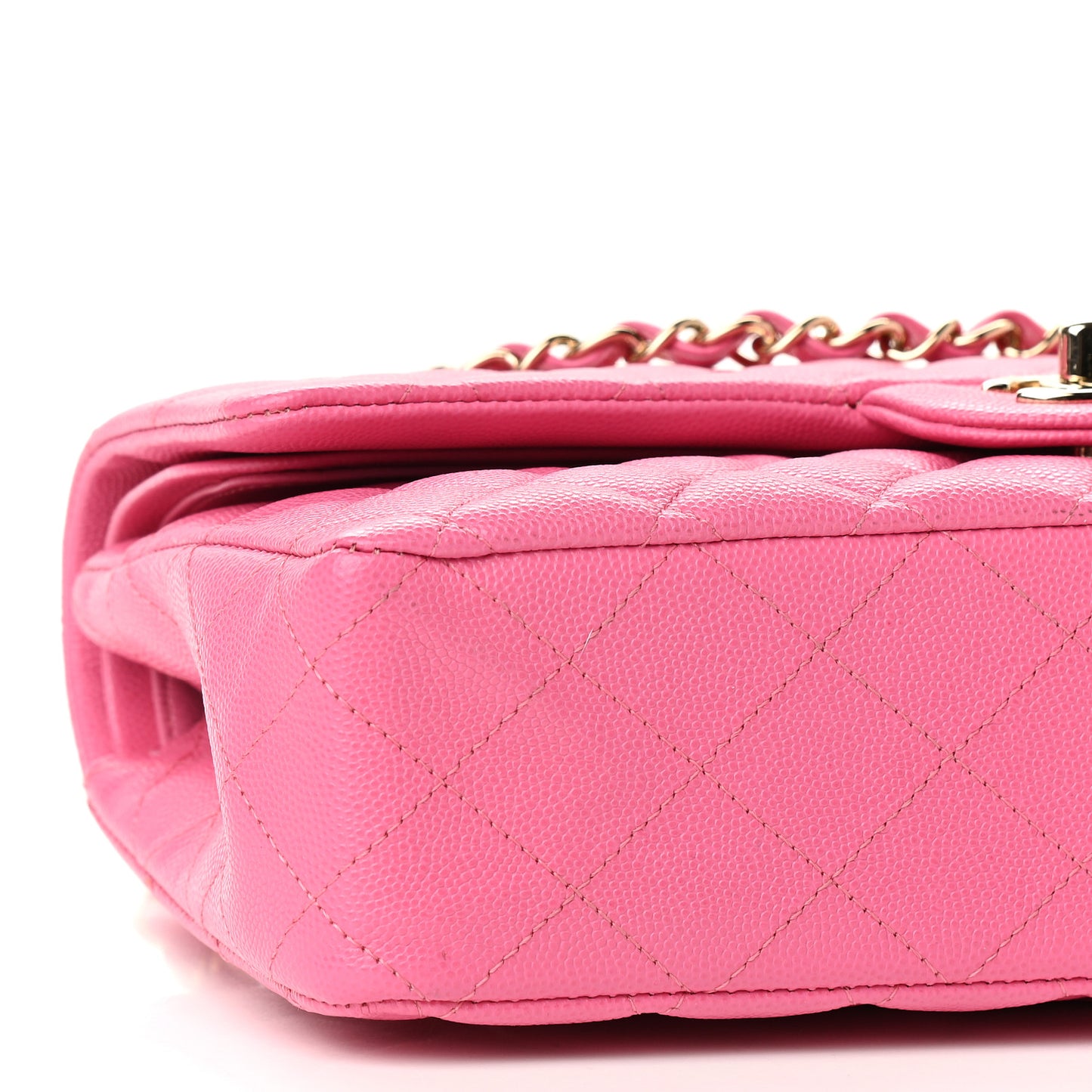 Caviar Quilted Medium Double Flap Pink