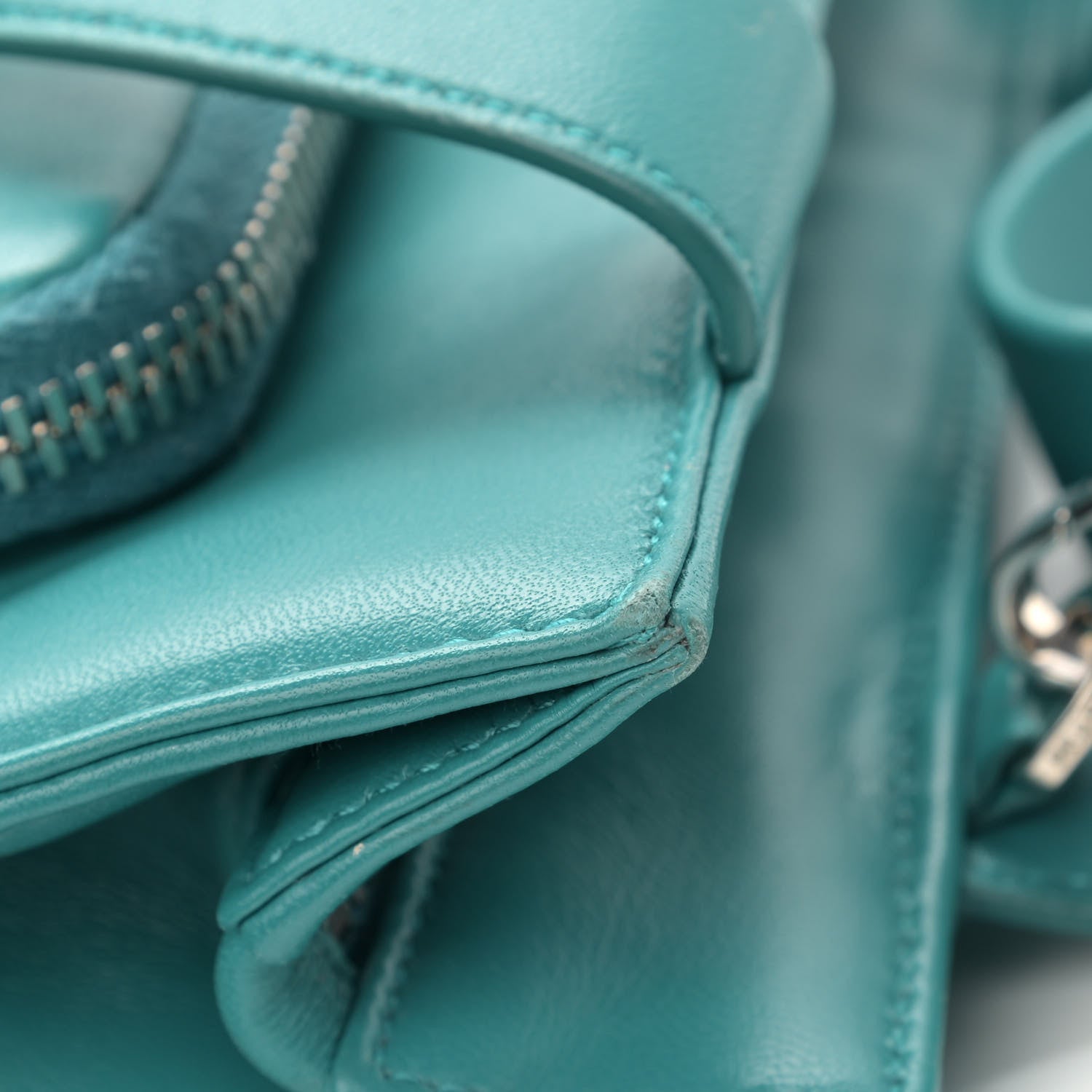 Prada Nappa Triangle Pocket Small Tote Bag Teal 13 of 16