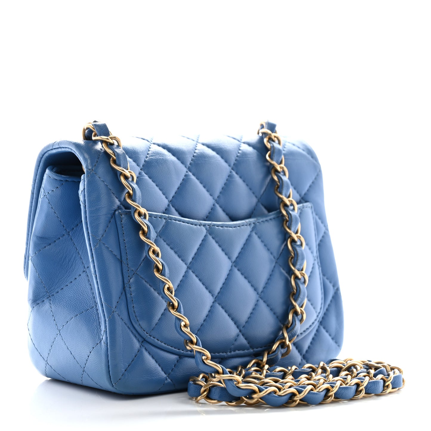 Lambskin Quilted Mini Square Flap Blue