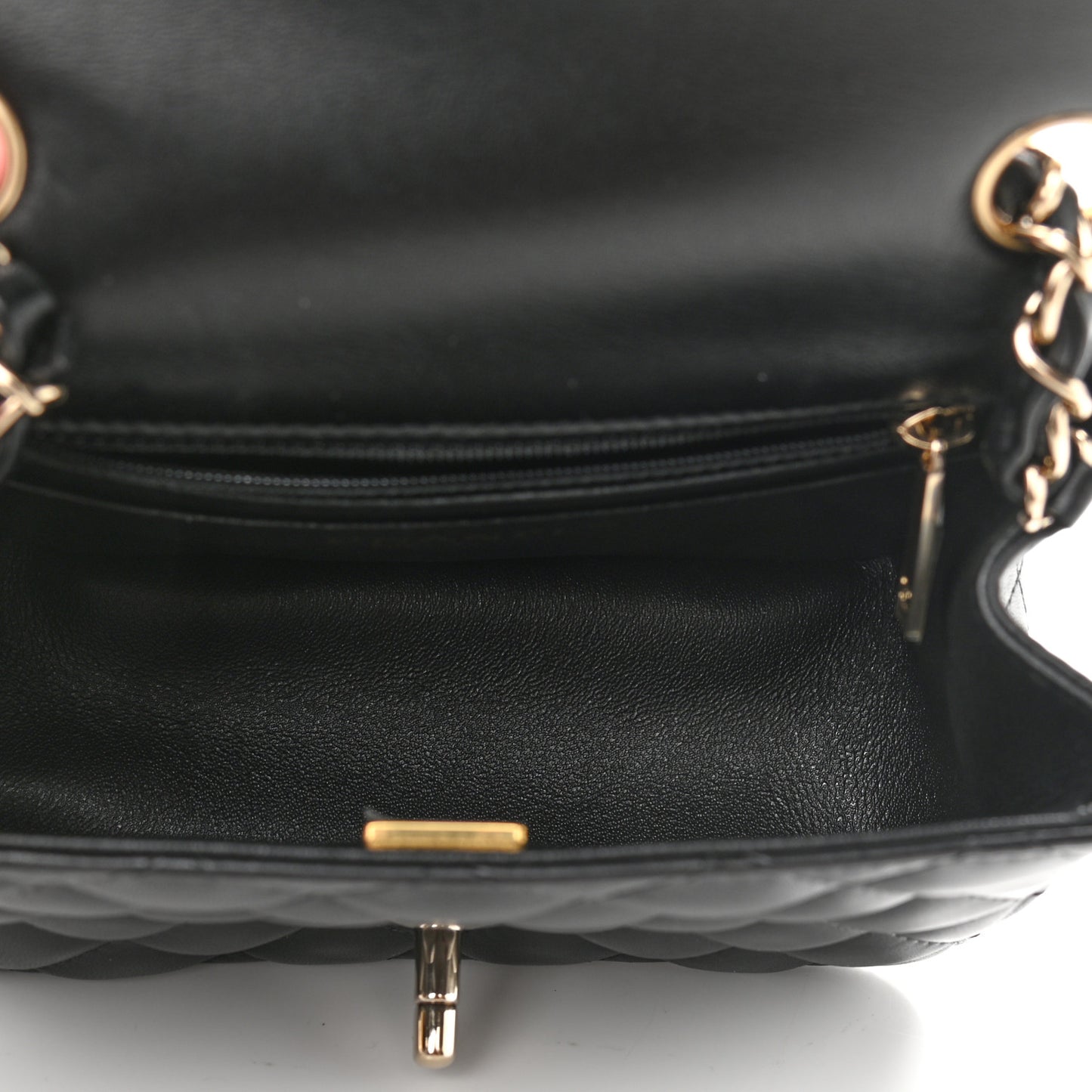 Lambskin Quilted Mini Square Flap Black