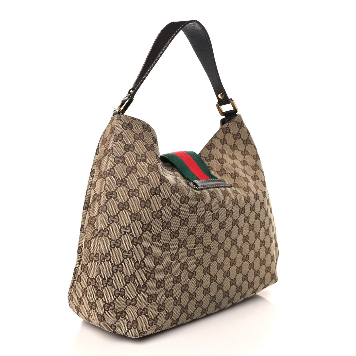 Monogram Large New Ladies Web Hobo Dark Brown