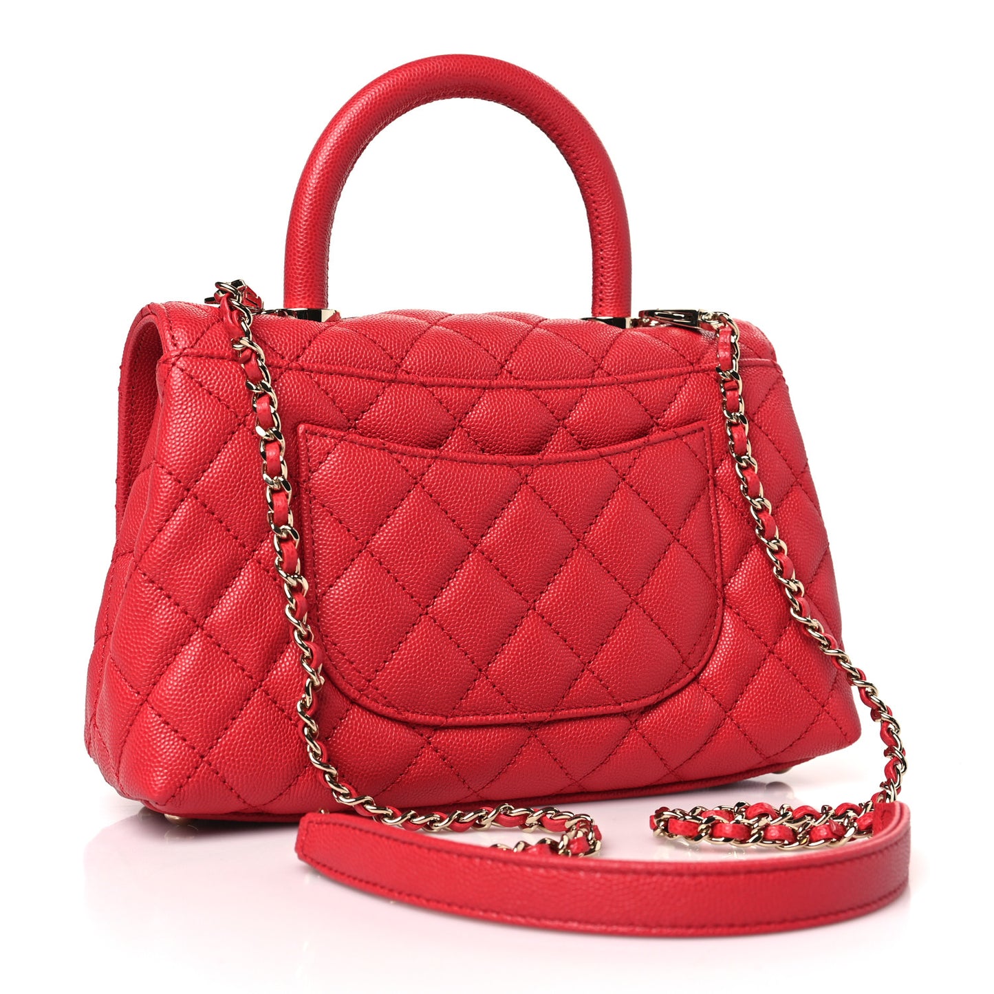 Caviar Quilted Mini Coco Handle Flap Red
