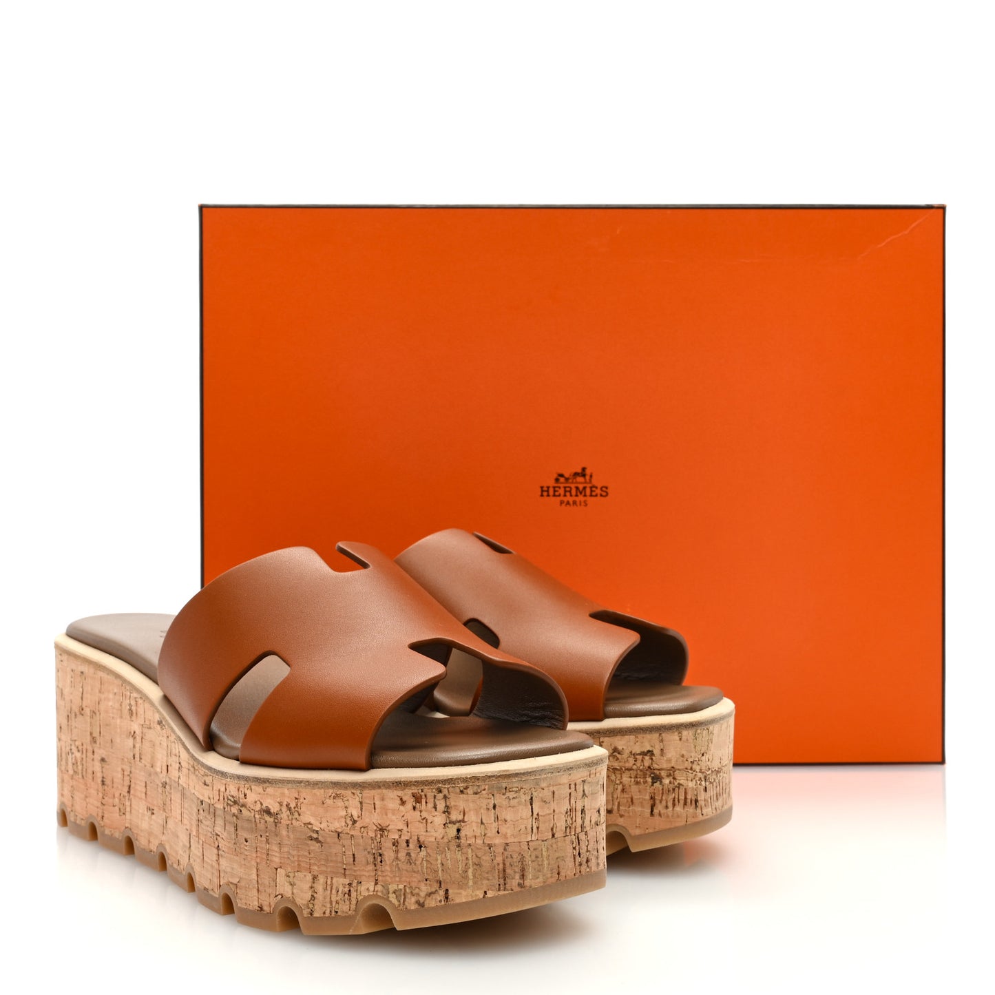 Calfskin Cork Eze 30 Sandals 37 Marron Glaise