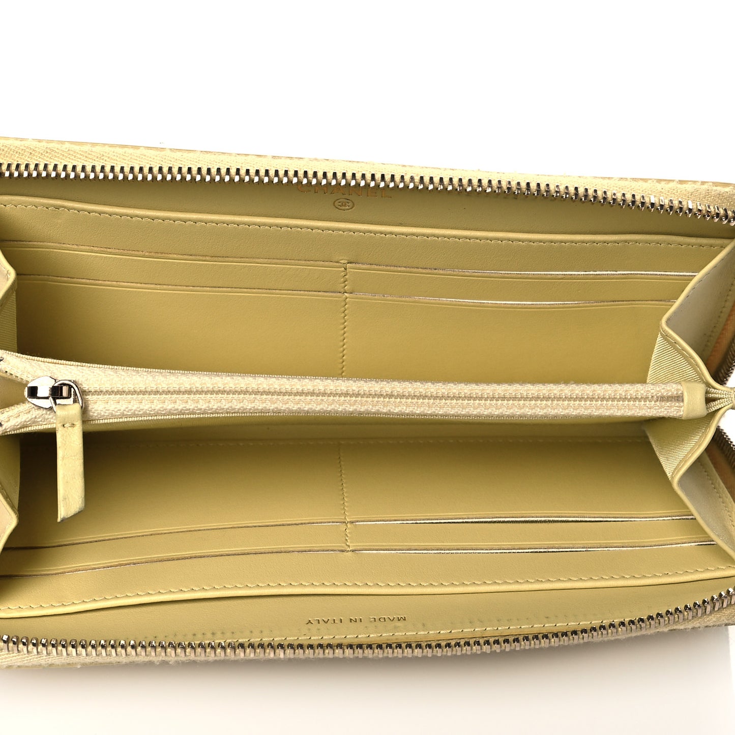 Caviar Quilted Filigree Zip Around Wallet Yellow