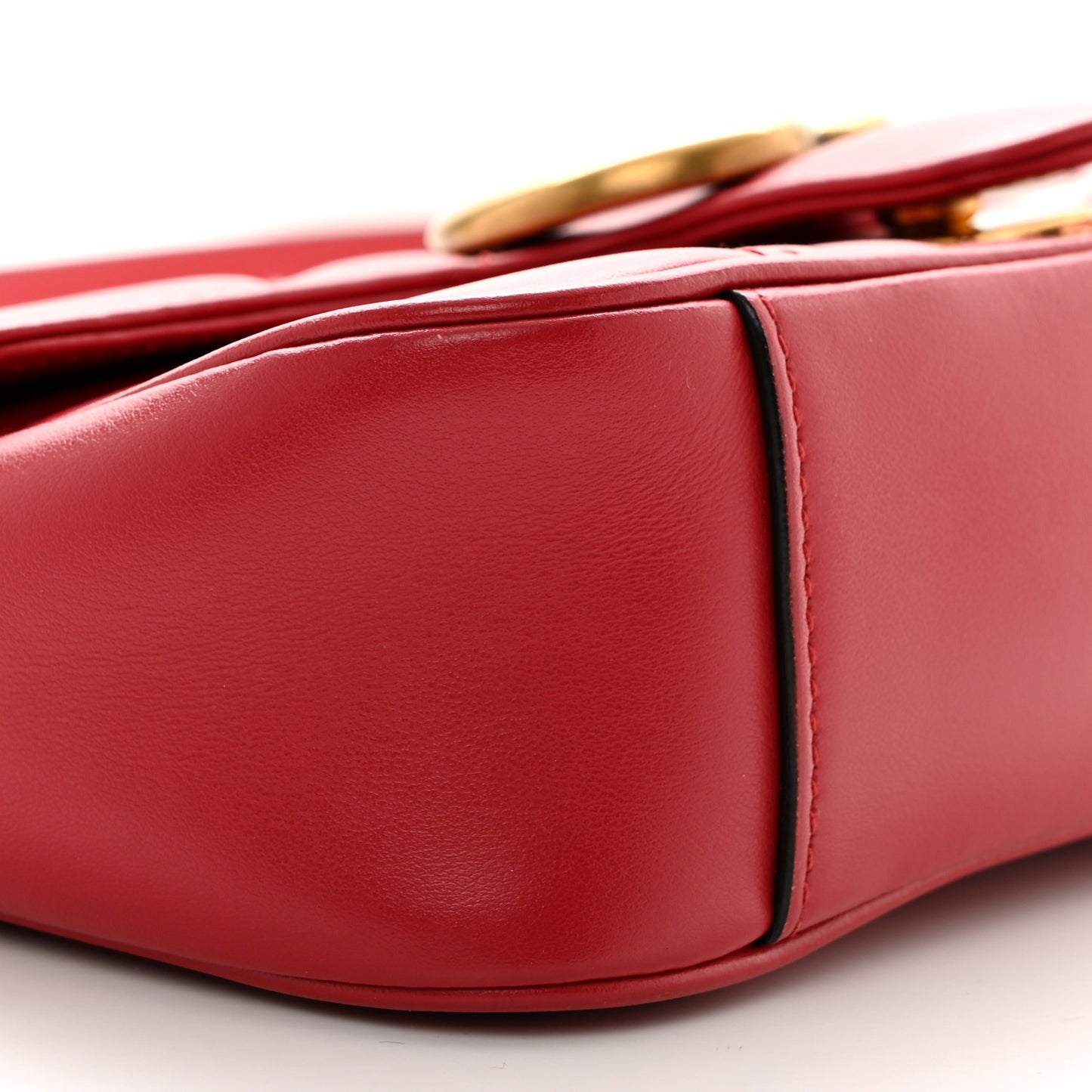 Calfskin Matelasse Mini GG Marmont Shoulder Bag Hibiscus Red