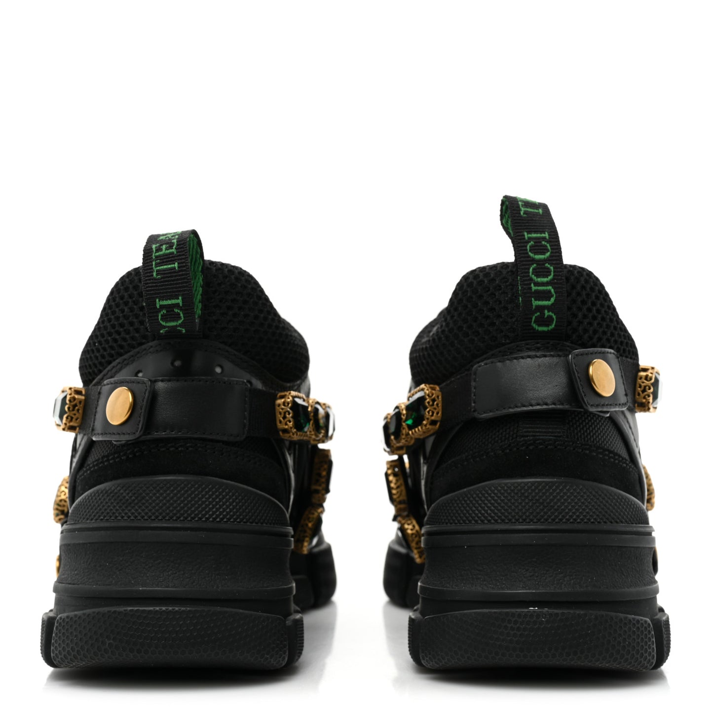 X SEGA Mesh Suede Calfskin Removable Crystals Mens Flashtrek Sneakers 36 Loess Black Olive Green