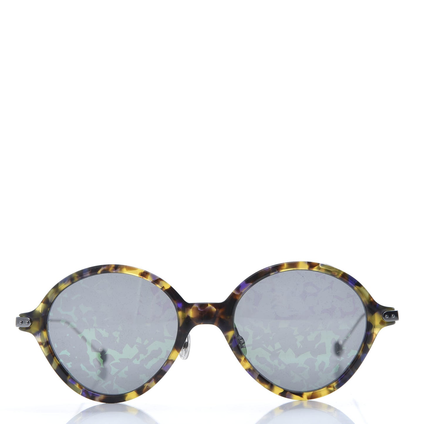 Acetate Leaf Print Umbrage Round Sunglasses Green Foliage