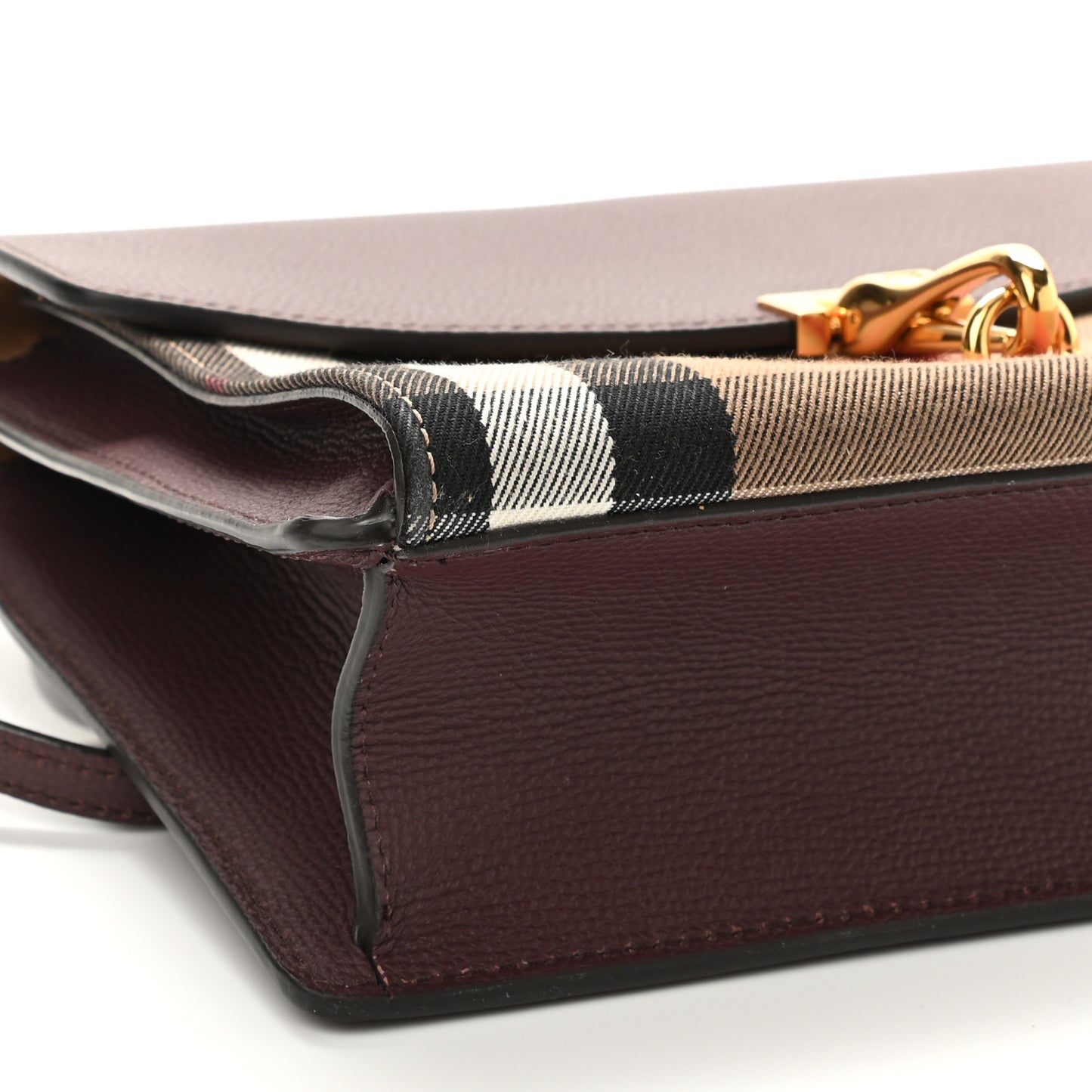 Derby Calfskin House Check Small Macken Crossbody Bag Mahogany Red