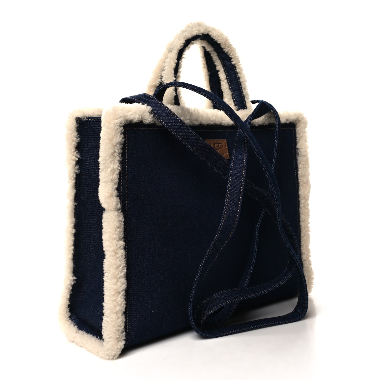 X UGG Denim Shearling Medium Shopping Bag Raw Denim