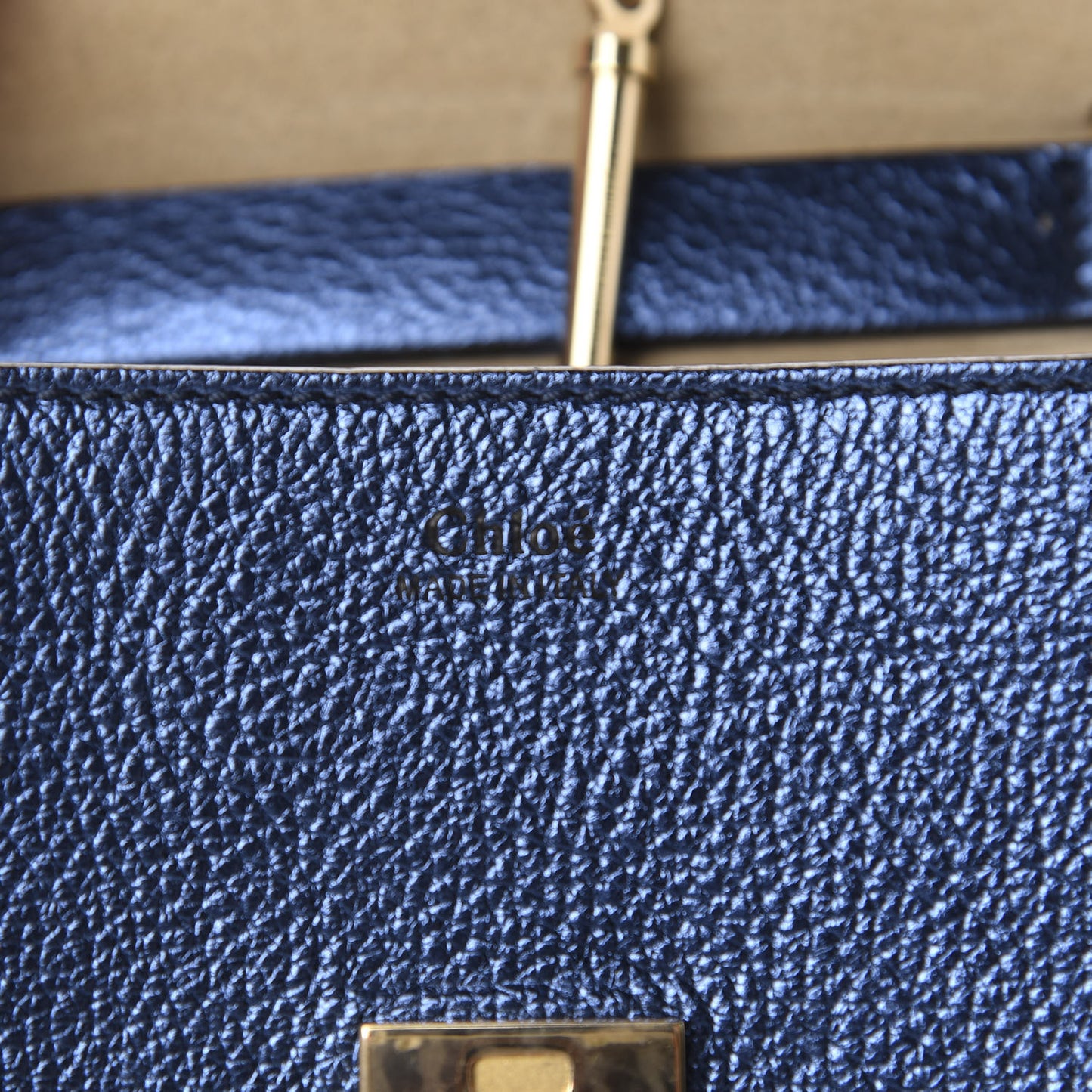 Metallic Goatskin Mini Drew Shoulder Bag Blue