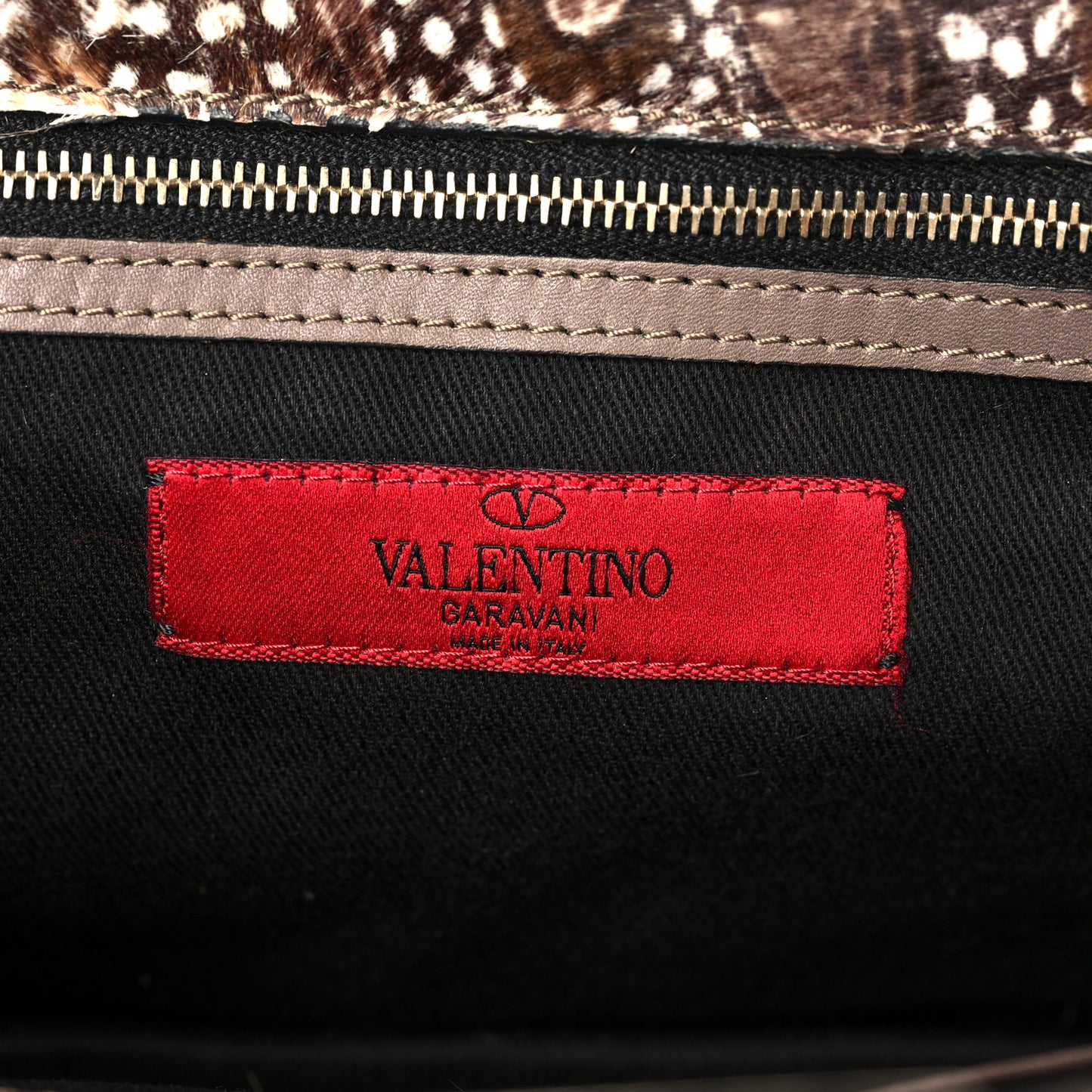 Calf Hair Feather Rockstud Shoulder Satchel