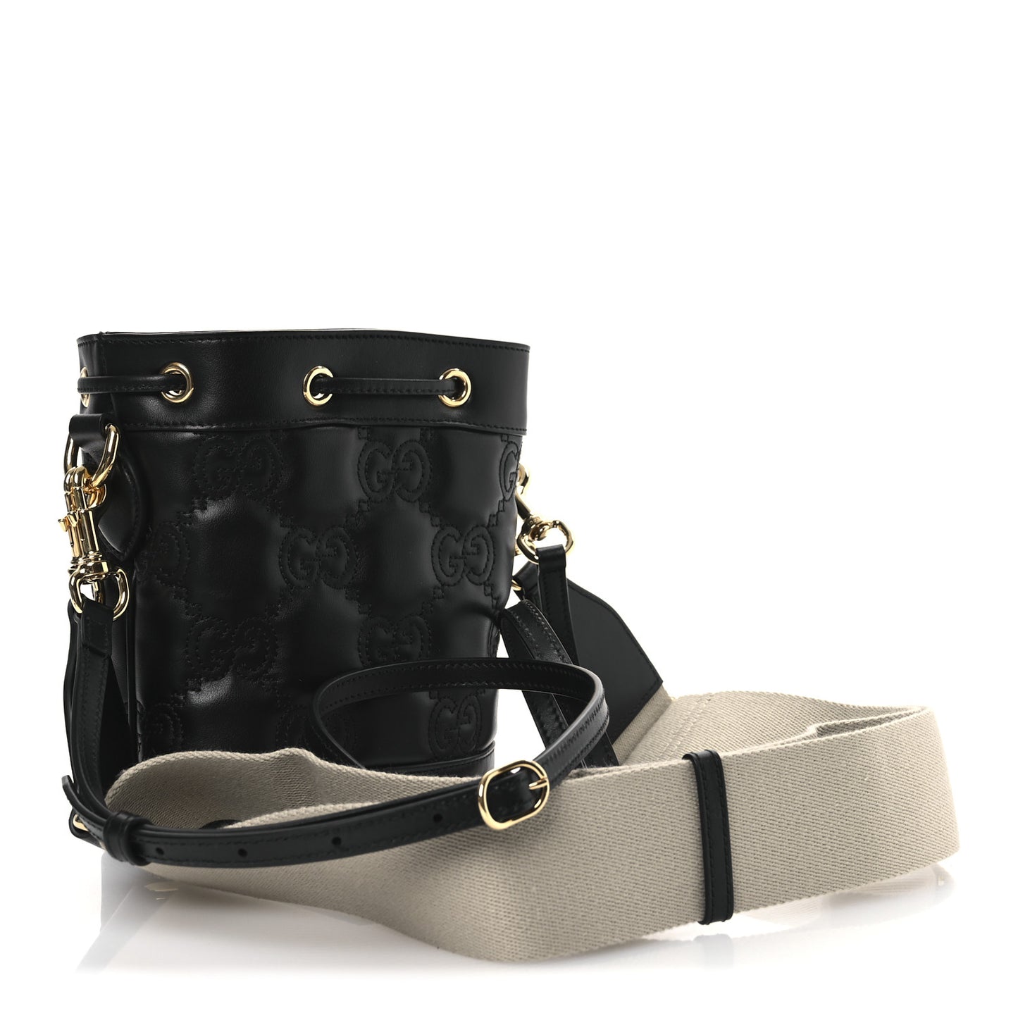 Calfskin GG Matelasse Bucket Bag Black