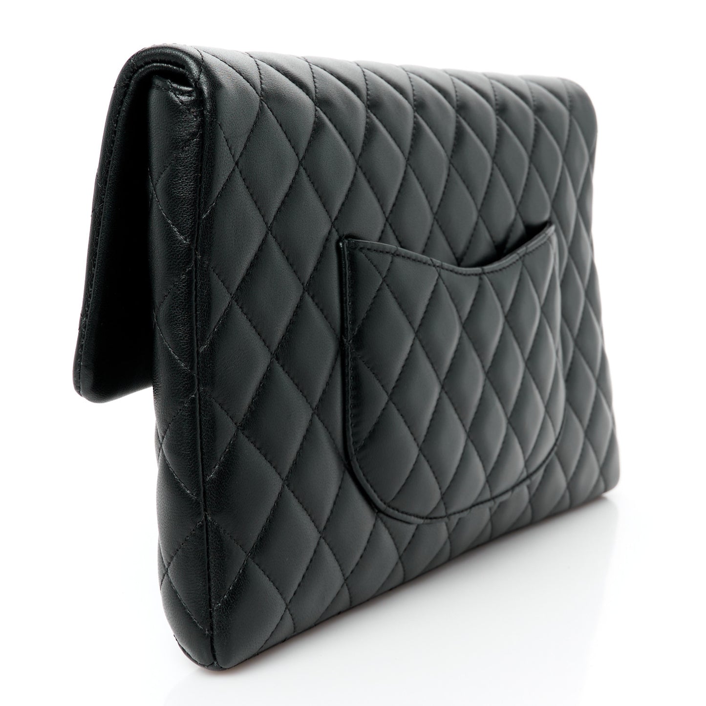 Lambskin Quilted Flap Clutch Black