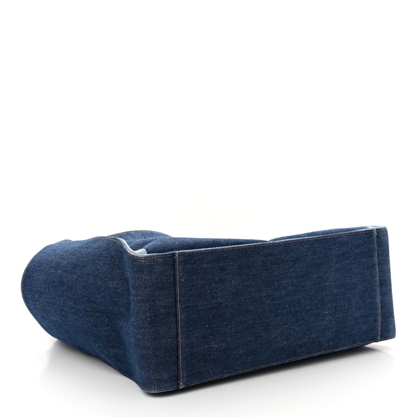 Denim East West Perforated Tote Blue