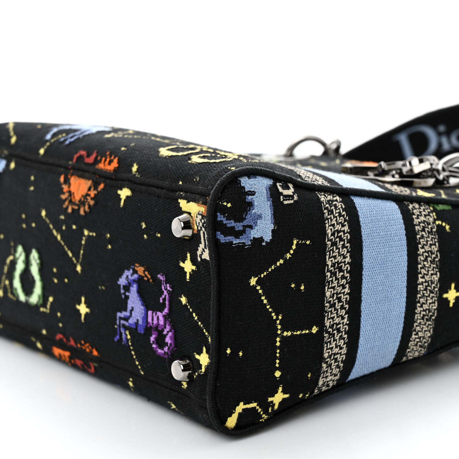 Christian Dior Canvas Pixel Zodiac Embroidered Medium Lady D-Lite Nero Multicolor 9 of 9