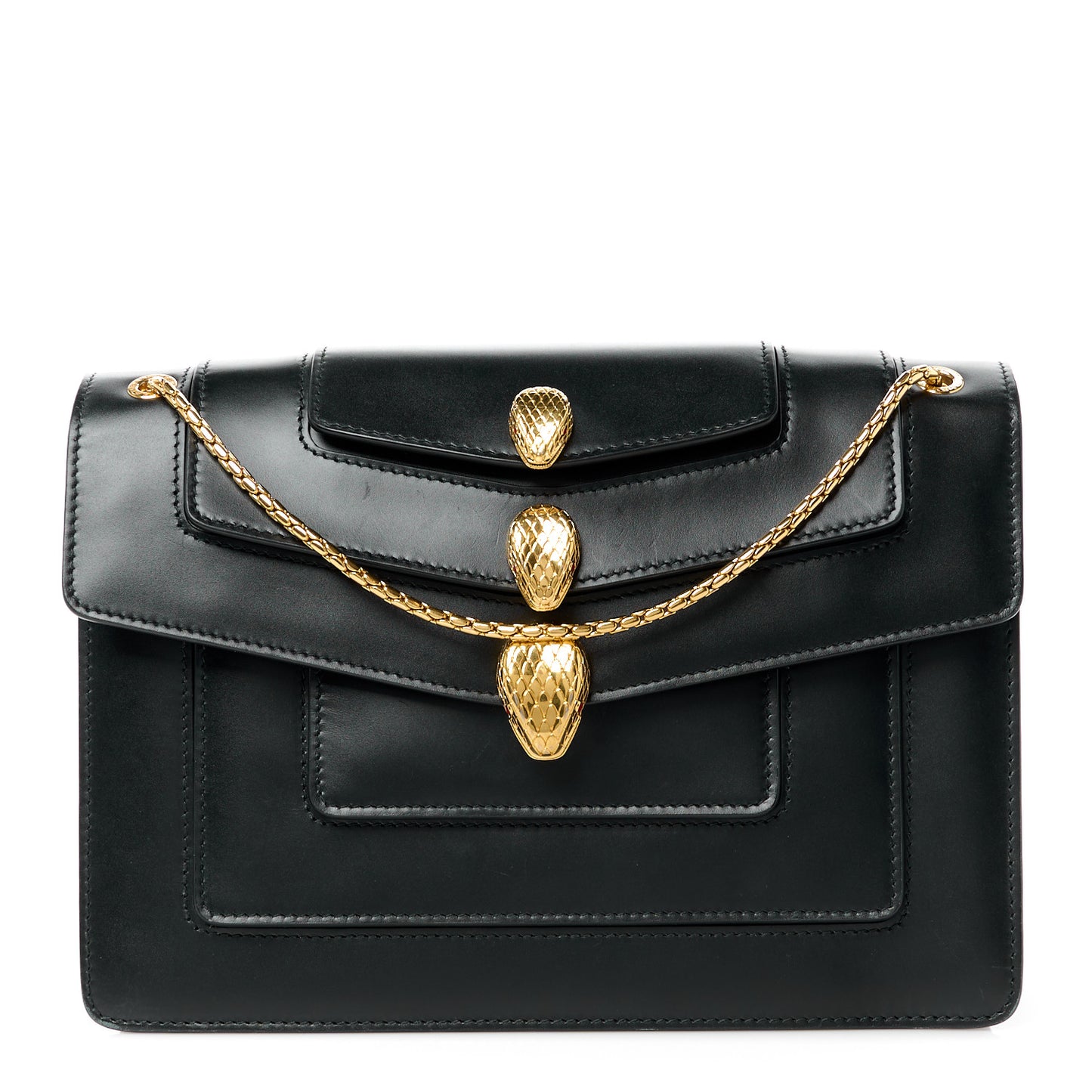 X ALEXANDER WANG Lambskin Serpenti Forever Flap Black