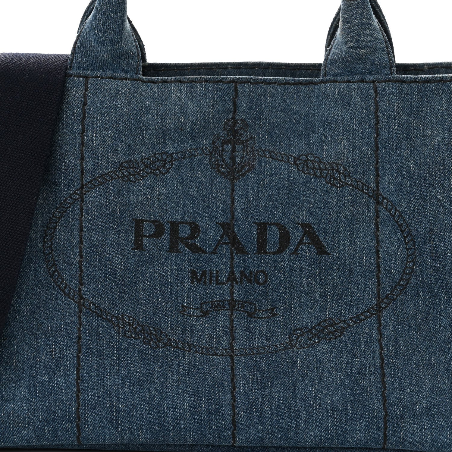 Prada Denim Small Logo Tote Bleu 8 of 10