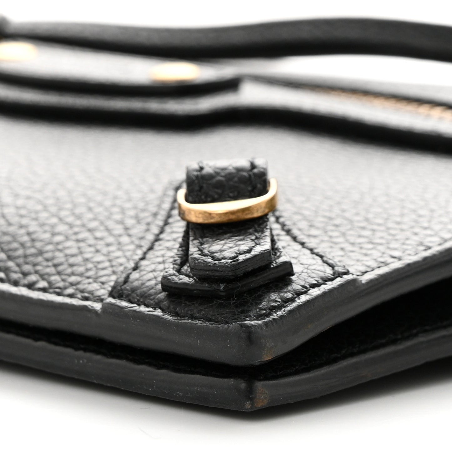 Grained Calfskin Neo Classic Gold Hardware Multipouch Black