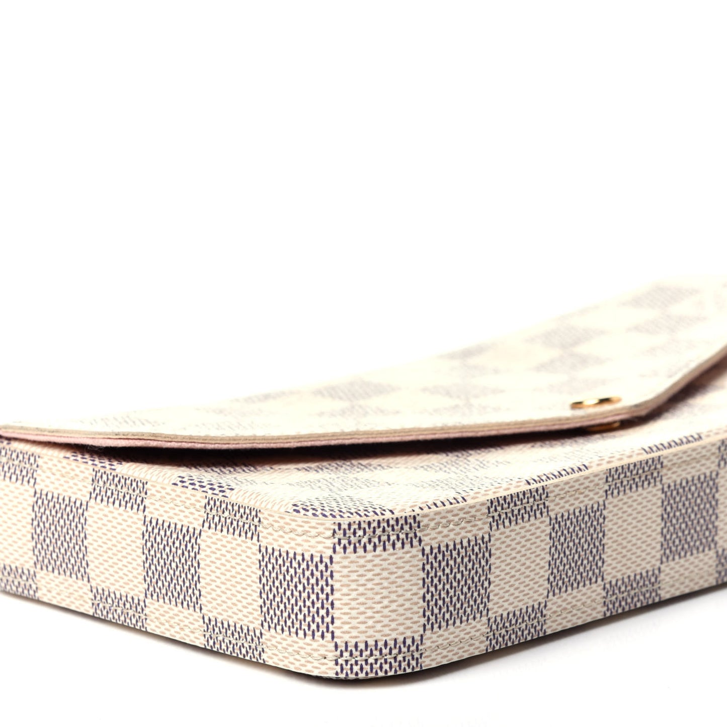 Damier Azur Pochette Felicie Chain Wallet Rose Ballerine