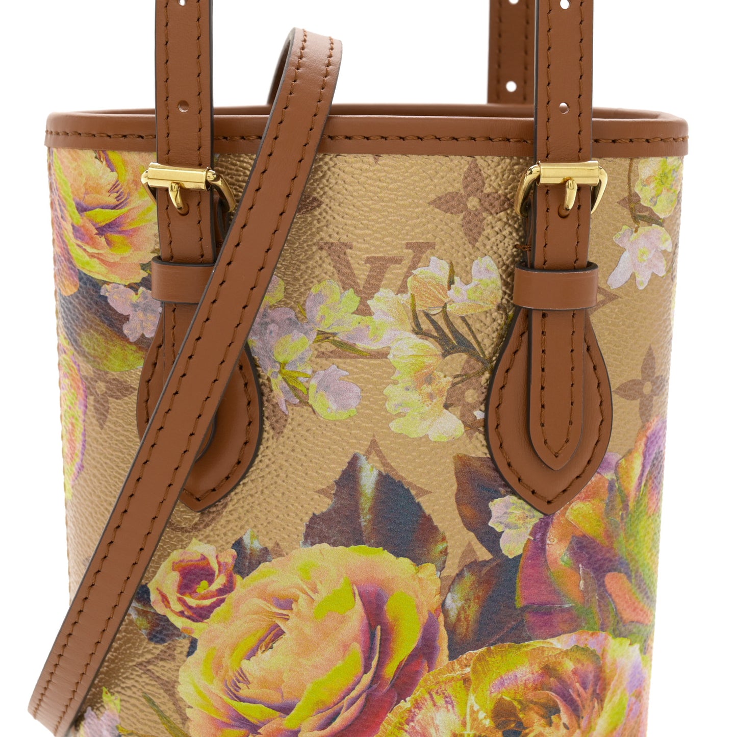 Metallic Monogram LV Garden Nano Bucket Bag Gold