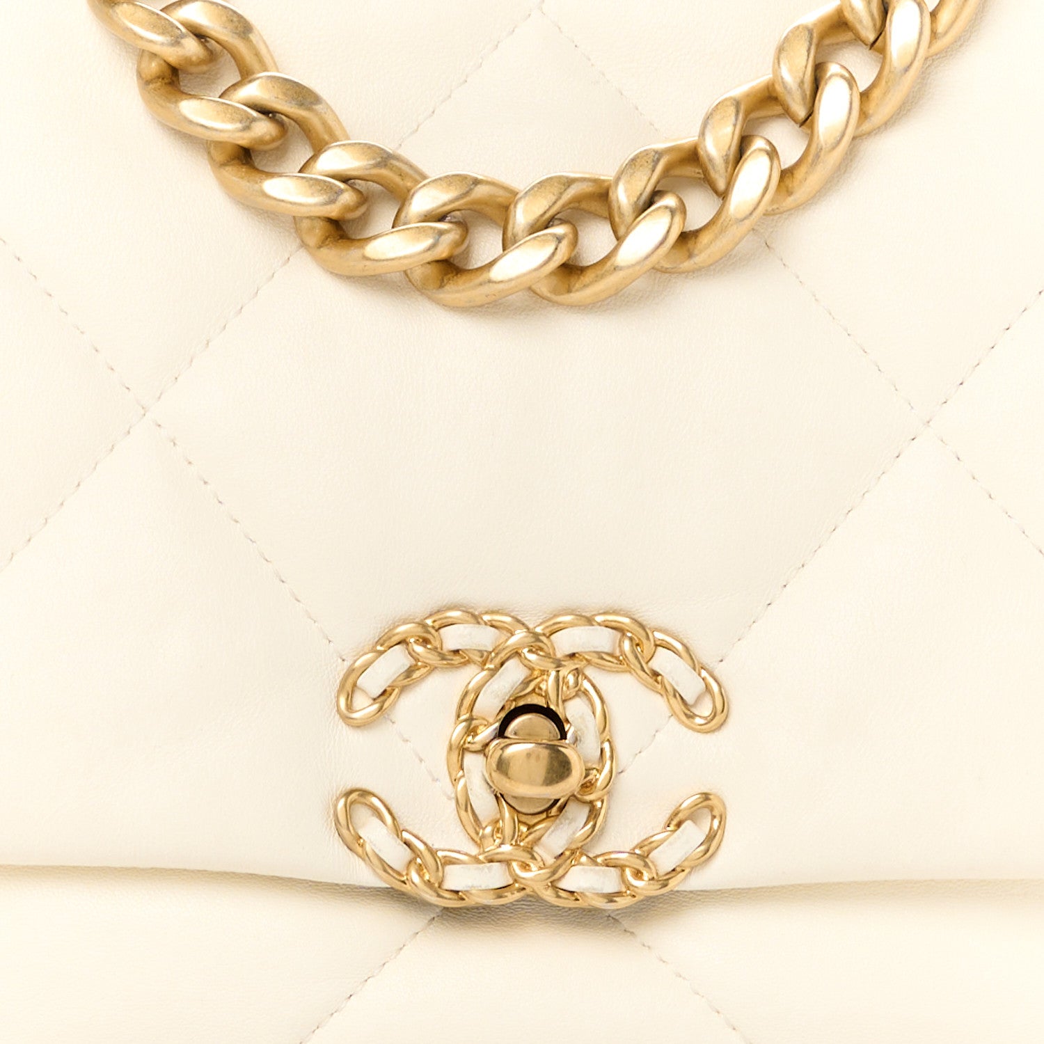 Chanel Goatskin Quilted Medium Chanel 19 Flap White 8 of 10
