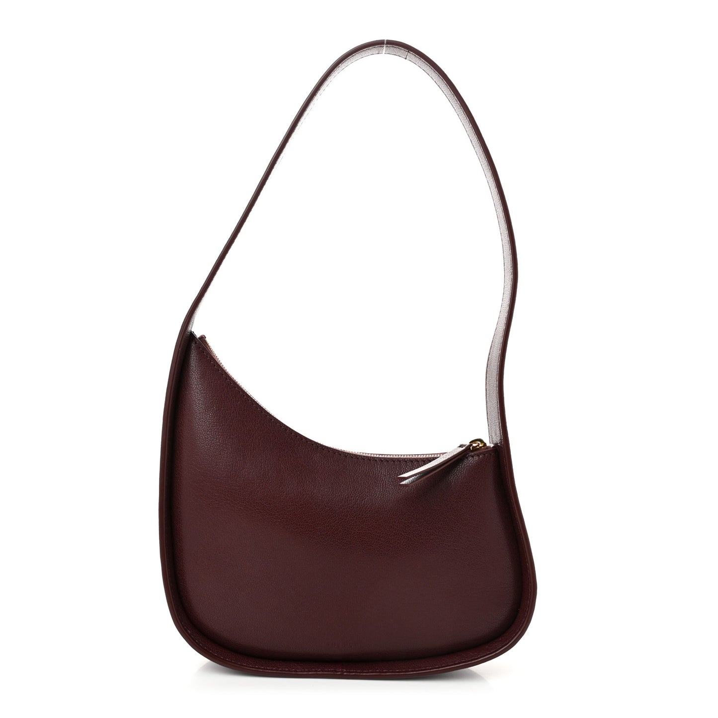 Grained Calfskin Half Moon Shoulder Bag Raisin