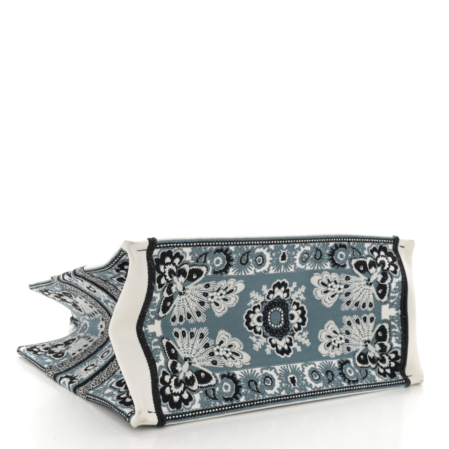 Canvas Butterfly Bandana Embroidered Medium Book Tote Black White