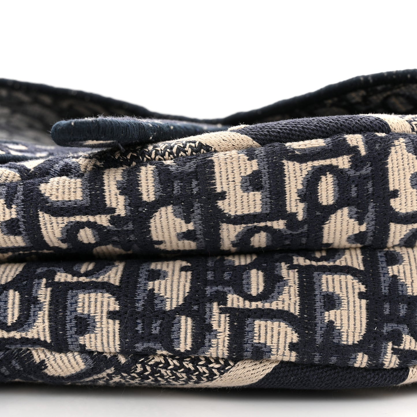Oblique Embroidered Saddle Bag Blue