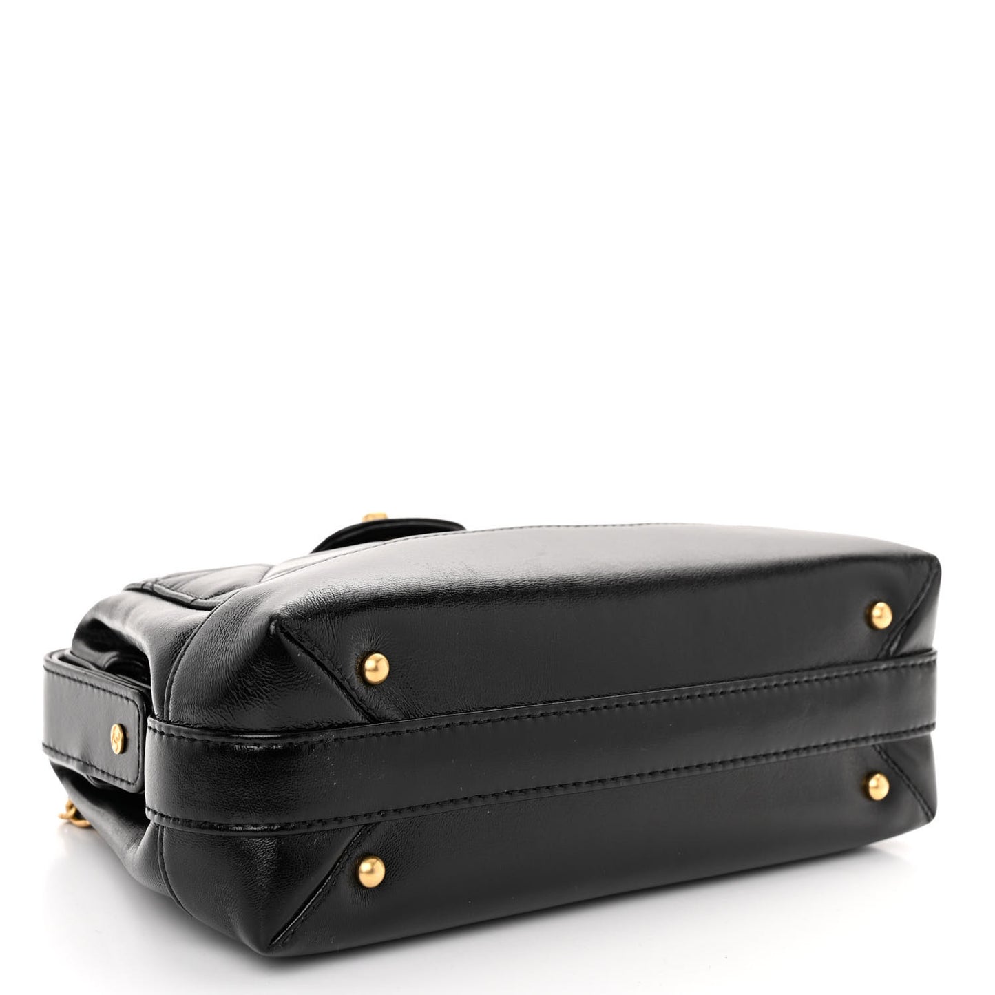 Shiny Lambskin Quilted Small Cocodoc Top Handle Bag Black