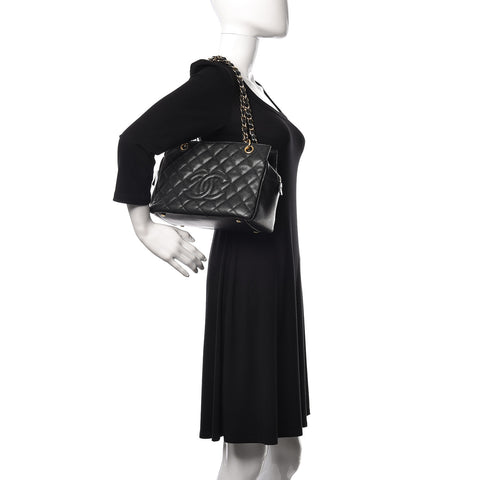 Caviar Quilted Petit Timeless Tote PTT Black
