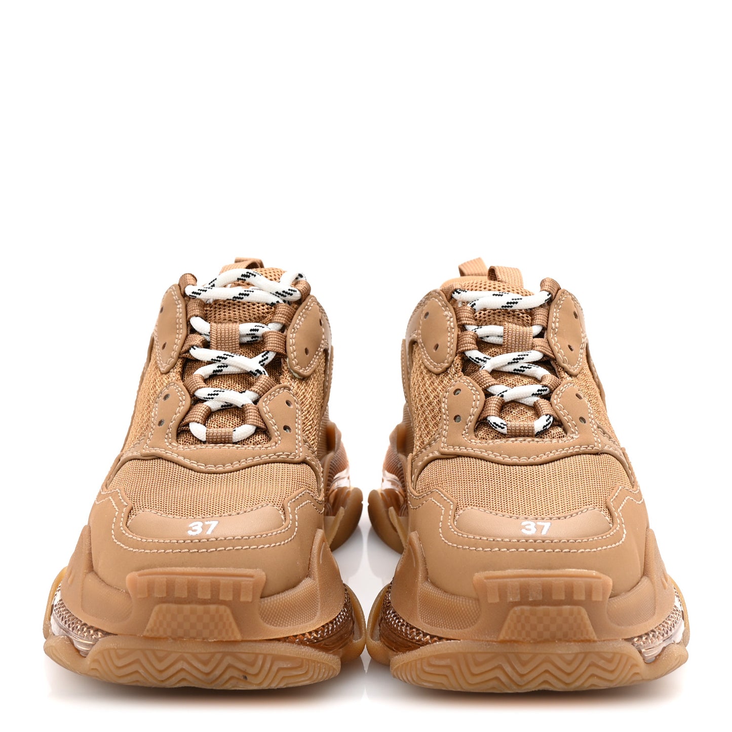 Fabric Mesh Clear Sole Womens Triple S Sneakers 37 Light Camel