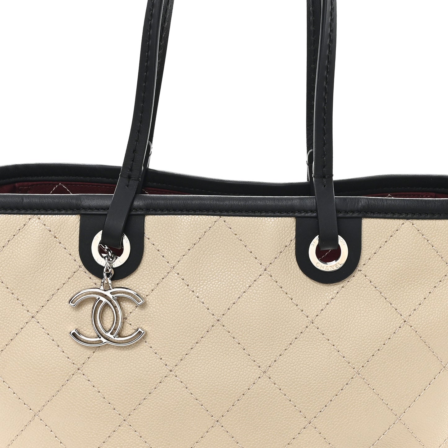Grained Calfskin Medium Fever Shopping Tote Beige
