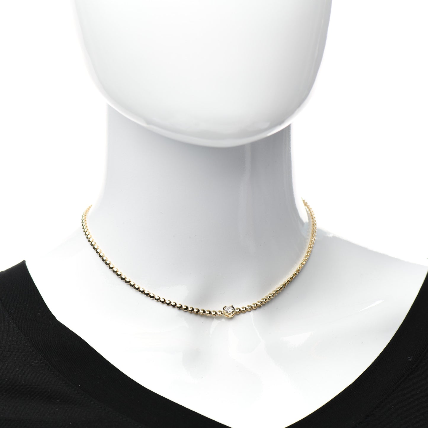 18K Yellow Gold Diamond Mini Single Bezel Tennis Necklace