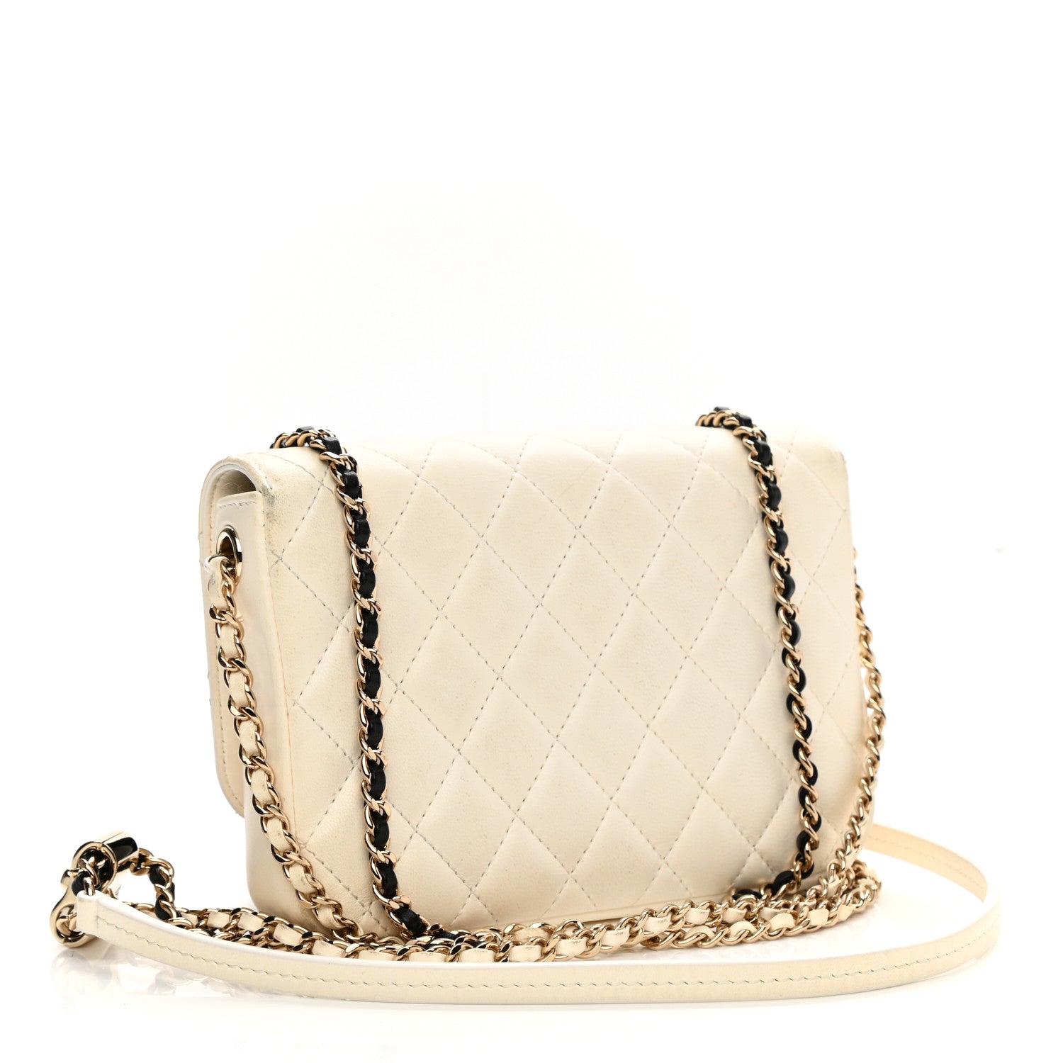 Chanel Lambskin Quilted Side Packs White Black 3 of 17