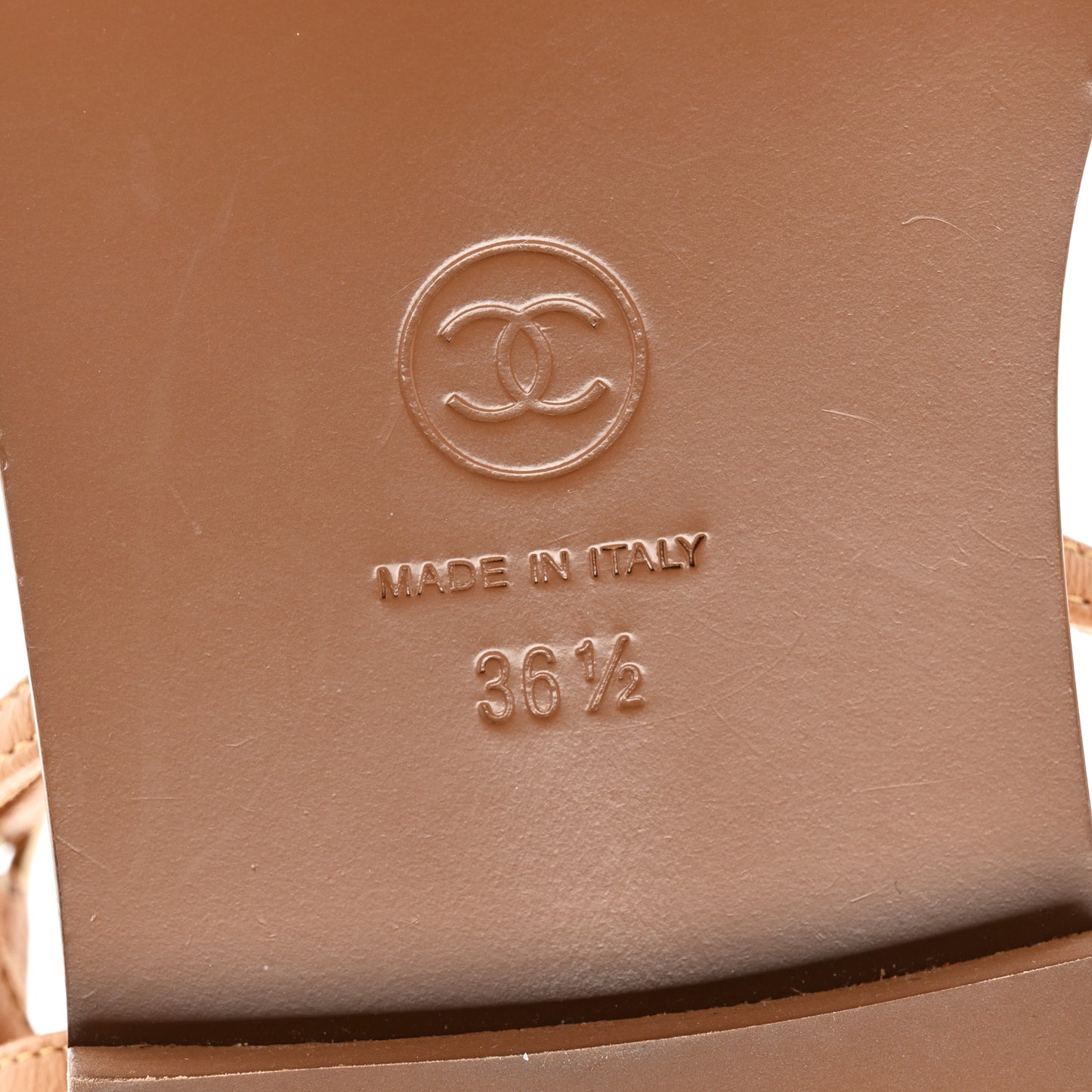 Lambskin Cord Chain CC Sandals 36.5 Brown Black Ivory