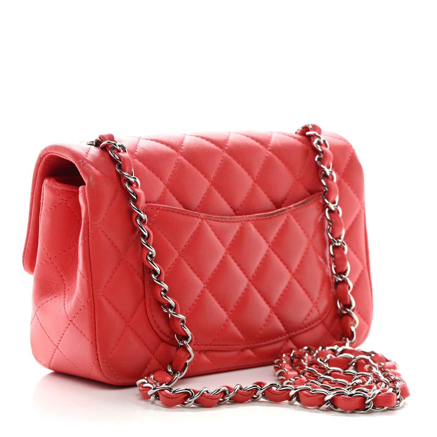 Lambskin Quilted Mini Rectangular Flap Pink