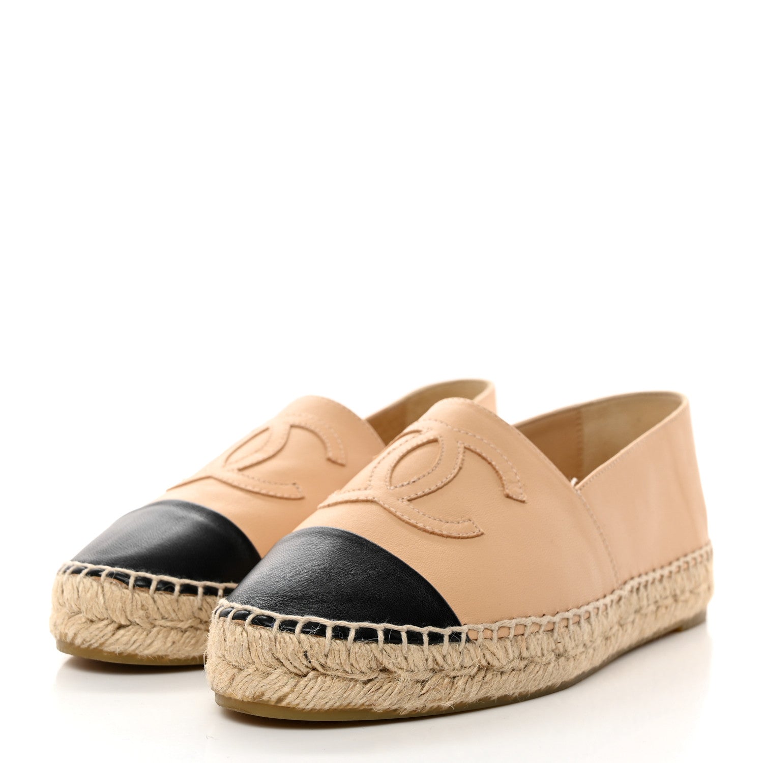 Chanel Lambskin CC Espadrilles 36 Beige Black 3 of 8