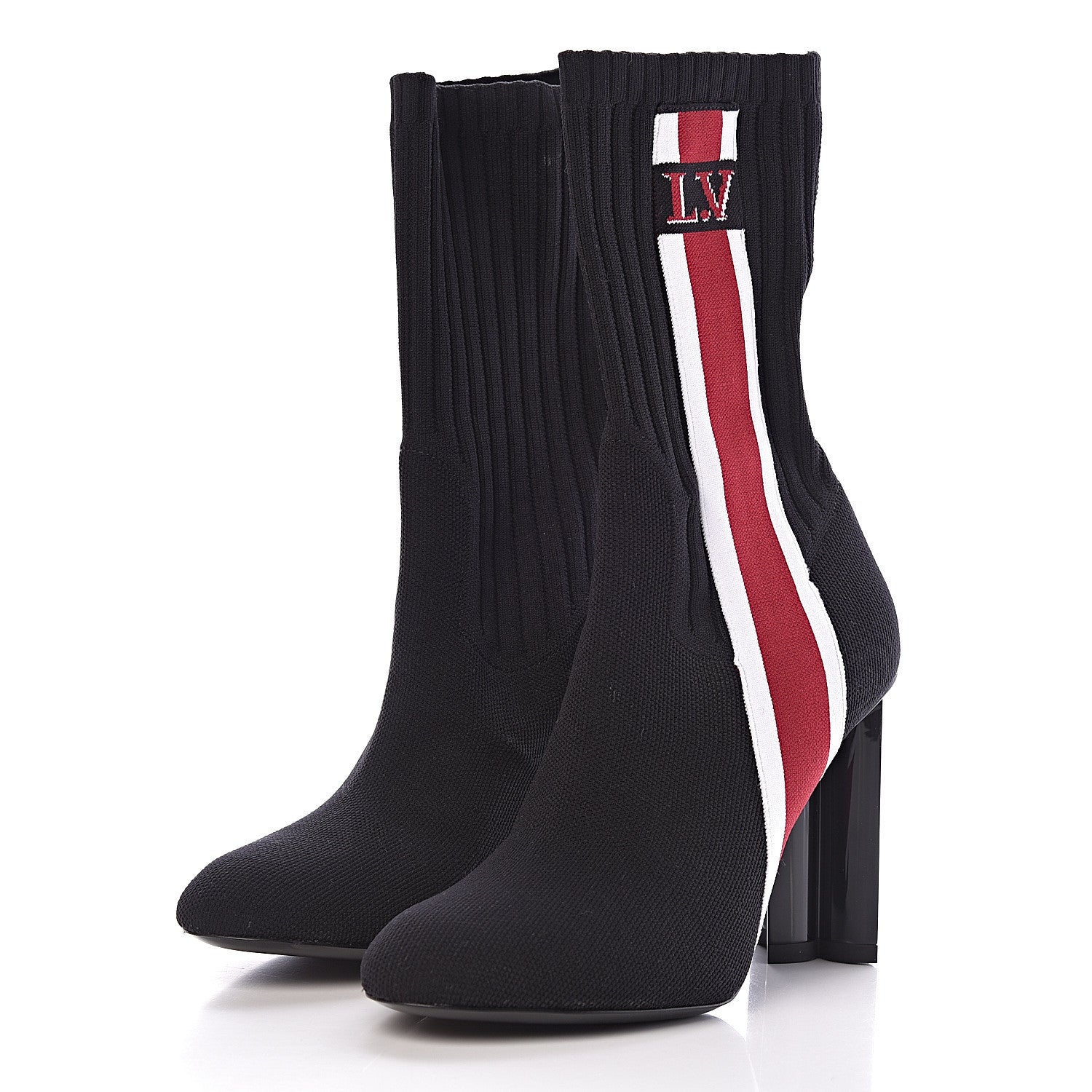 Louis Vuitton Stretch Fabric Silhouette Stripe Ankle Boots 37.5 Black 3 of 9
