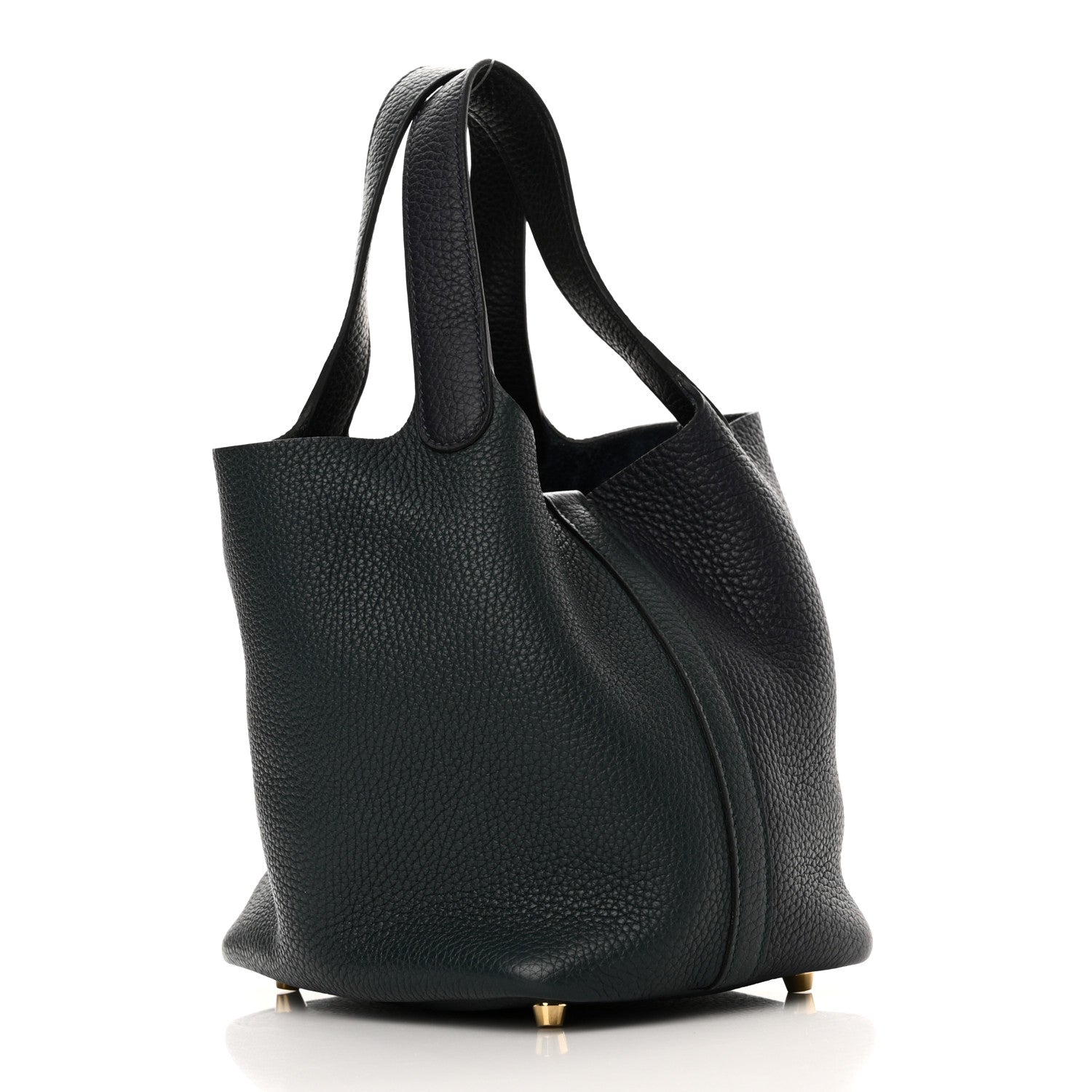 Hermes Taurillon Clemence Casaque Picotin Lock 18 PM Bleu Nuit Vert Bosphore 3 of 10