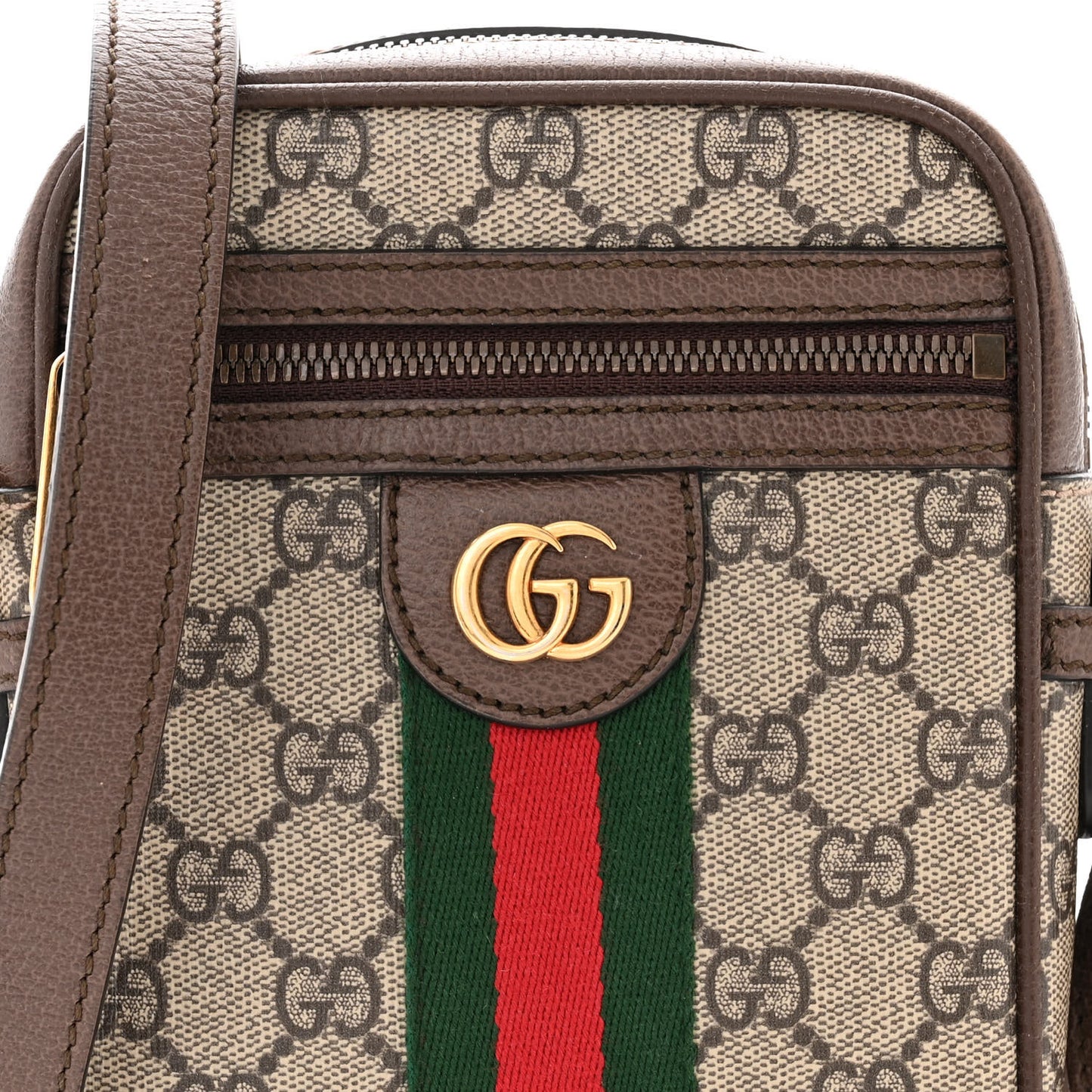 GG Supreme Monogram Web Mini Ophidia Messenger Brown