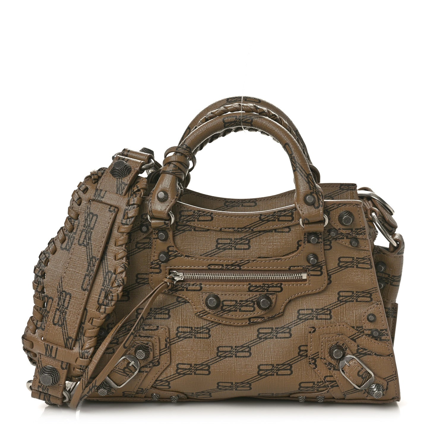 Coated Canvas BB Monogram Neo Cagole Handbag XS Beige Brown